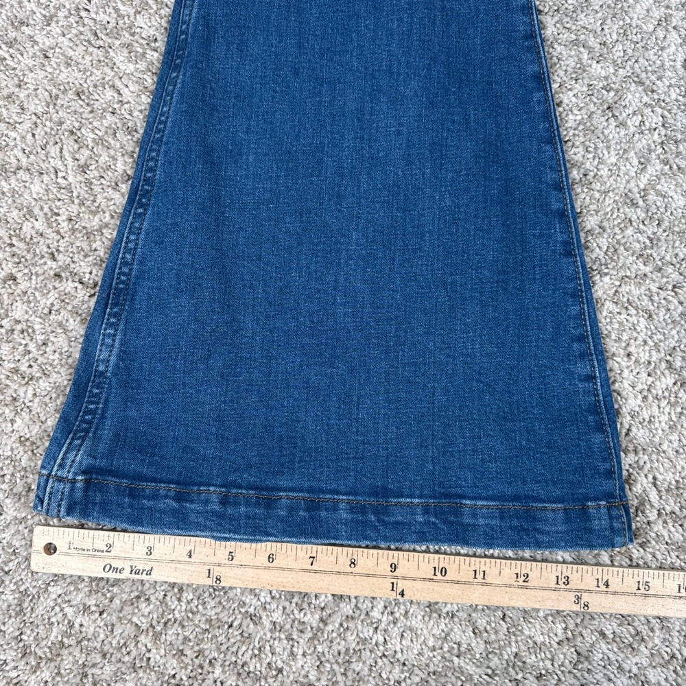 Wrangler Blue Denim High-Waist Flare Jeans Wide Leg - Picture 6 of 10
